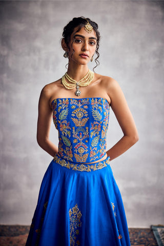 Blue forever vows floral embroidery lehenga set