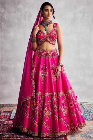 Pink forever vows floral embroidery lehenga set