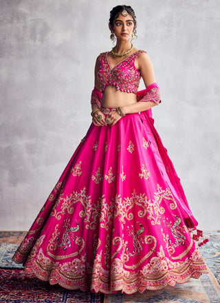 Pink forever vows floral embroidery lehenga set