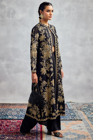 Black forever vows featuring gold embroidery jacket set