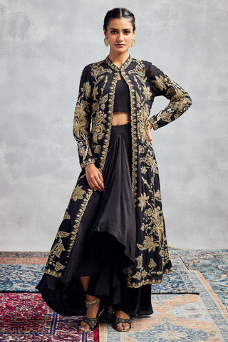 Black forever vows featuring gold embroidery jacket set
