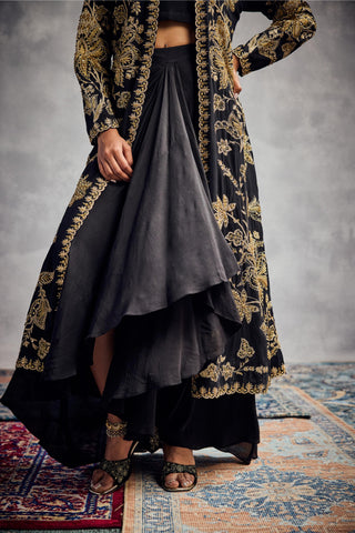 Black forever vows featuring gold embroidery jacket set