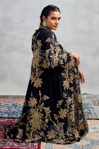 Black forever vows featuring gold embroidery jacket set