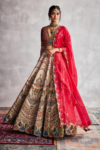 Ivory forever vows multi-colored thread flora lehenga set