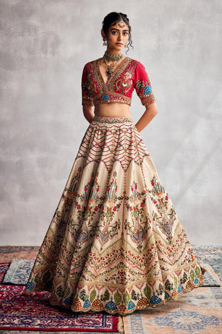 Ivory forever vows multi-colored thread flora lehenga set