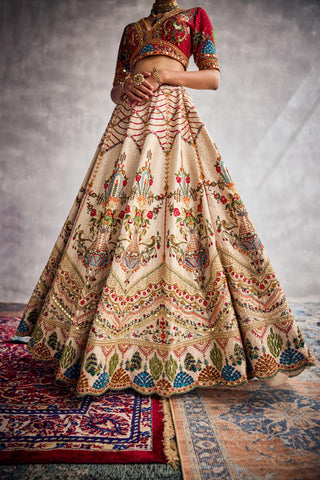 Ivory forever vows multi-colored thread flora lehenga set