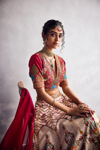 Ivory forever vows multi-colored thread flora lehenga set