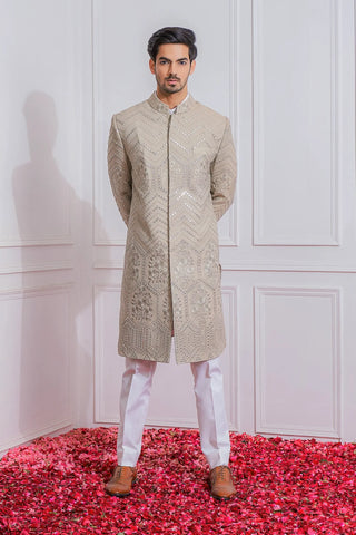 Gray sambrial achkan