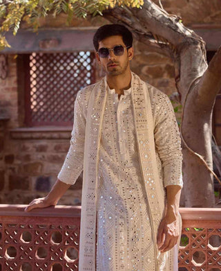 Sheesh mahal offwhite kurta set