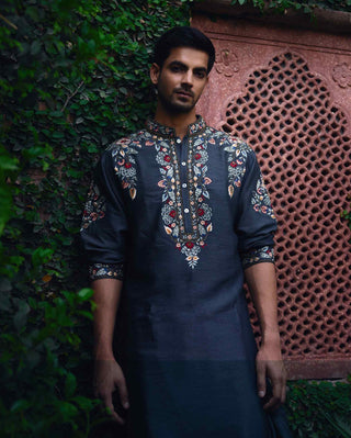 Asirgarh slate gray kurta and salwar