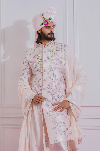 Pink karachi sherwani set
