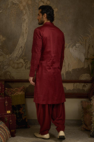 Maroon stardust shahgul kurta