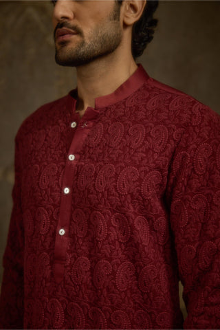 Maroon stardust shahgul kurta