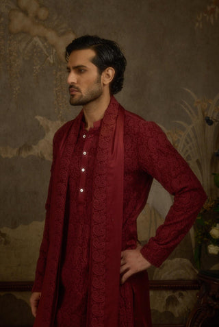 Maroon stardust shahgul kurta