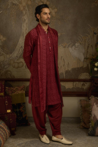 Maroon stardust shahgul kurta