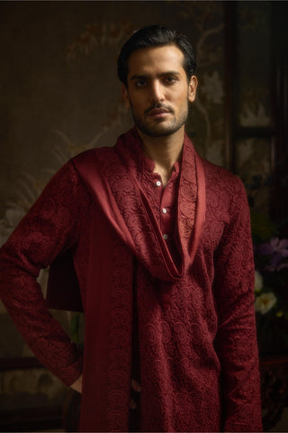 Maroon stardust shahgul kurta