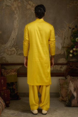 Yellow stardust heerbasant kurta