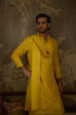 Yellow stardust heerbasant kurta
