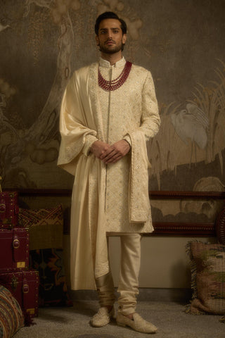Beige stardust noorjah sherwani