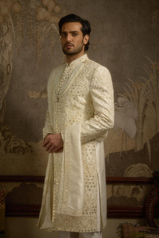 Ivory stardust roshaan sherwani set
