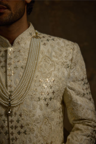 Ivory stardust roshaan sherwani set