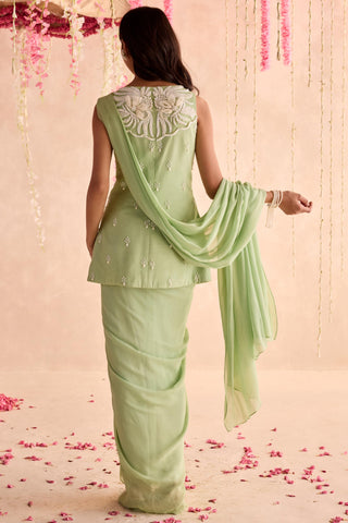 Green azalea under bloom peplum top set