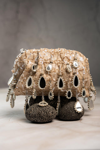 Bridal Potli Bag Indian Wedding â€“ Aaina Aynali Frame Ecru by Nayaab by Sonia