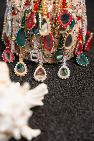 Embroidered Potli Bag Indian Wedding – Aaina Bucket Rangeela by Nayaab by Sonia