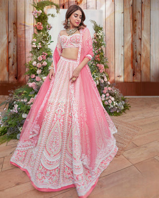 Peach jasmine lehenga set