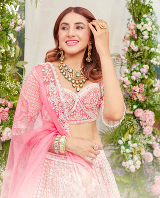 Peach jasmine lehenga set