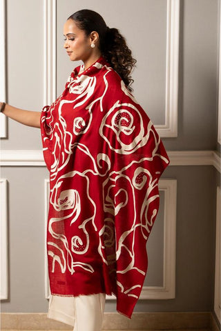 Stole Indian Wedding - Red Abstract Rose by Mauli