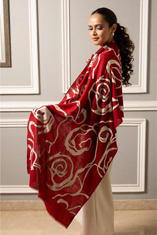 Stole Indian Wedding - Red Abstract Rose by Mauli