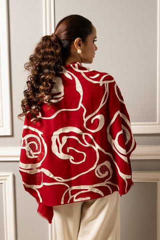 Stole Indian Wedding - Red Abstract Rose by Mauli