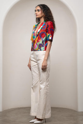 Cropped Jacket Set for Contemporary Wear - Multicolor Siro Alya by Advait