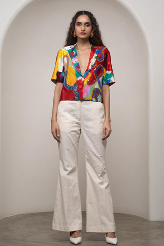 Cropped Jacket Set for Contemporary Wear - Multicolor Siro Alya by Advait