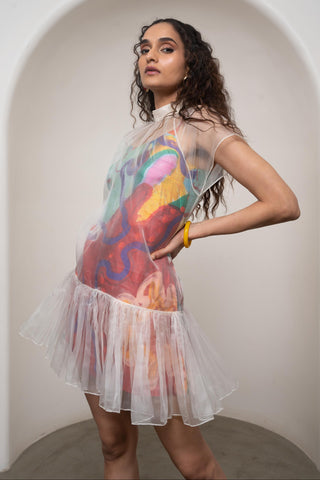 Layered Dress for Contemporary Wear - Multicolor Siro Alya by Advait