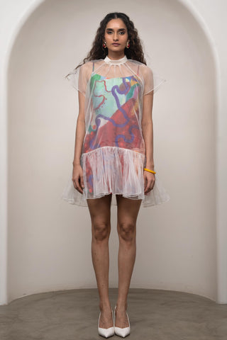 Layered Dress for Contemporary Wear - Multicolor Siro Alya by Advait