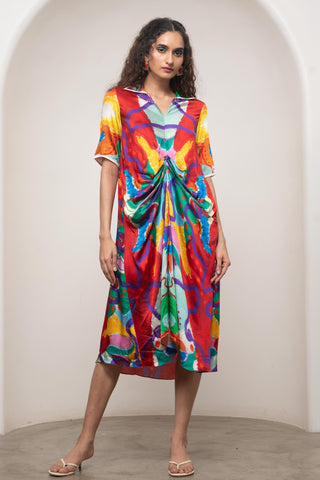 Shirt Dress for Contemporary Wear - Siro Alya Draped Multicolor by Advait