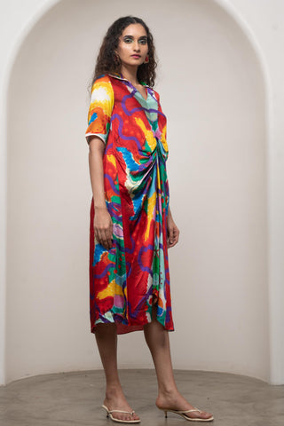 Shirt Dress for Contemporary Wear - Siro Alya Draped Multicolor by Advait