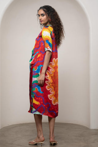 Shirt Dress for Contemporary Wear - Siro Alya Draped Multicolor by Advait