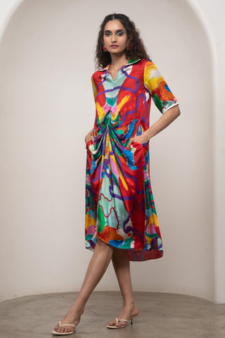 Shirt Dress for Contemporary Wear - Siro Alya Draped Multicolor by Advait