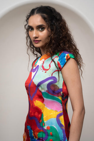 Fringe Dress for Contemporary Wear - Siro Alya Fringe Multicolor by Advait