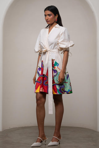 Tie-Up Dress for Contemporary Wear - Multicolor Siro Alya by Advait