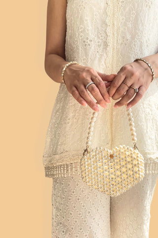White aria mini heart bag