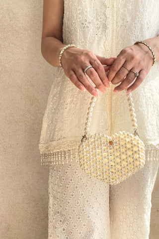 White aria mini heart bag