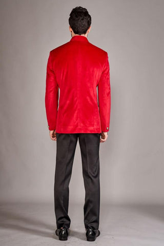 Red velvet classic bandhgala jacket