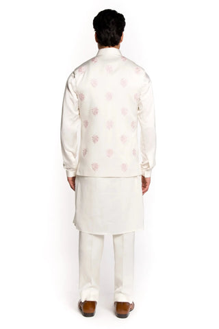 Ivory all over motifs embroidered bundi set