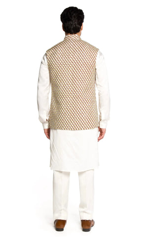 Ivory all over kashmiri embroidered bundi set