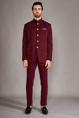Maroon classic bandhgala suit