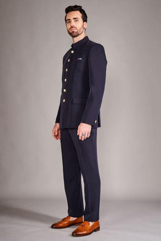 Navy blue classic bandhgala suit